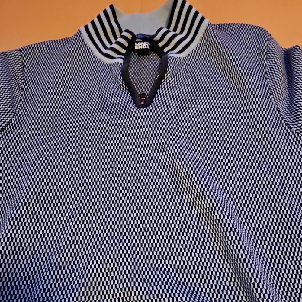 Lands' End Blue Checkered Sweater